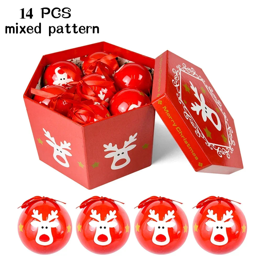 14 piezas de adornos para árbol de Navidad Bolas decorativas Bolas colgantes para fiestas Decoración para el hogar Regalo de Navidad Set Navidad Bola de discoteca Natal