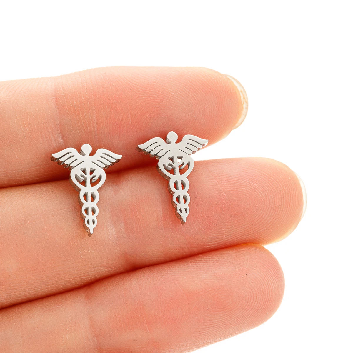 Pendientes Punk de acero inoxidable para mujer, Aretes de tuerca para dentista, accesorios para médico y enfermera, 1 par