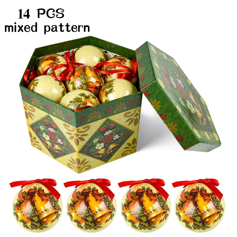 14 piezas de adornos para árbol de Navidad Bolas decorativas Bolas colgantes para fiestas Decoración para el hogar Regalo de Navidad Set Navidad Bola de discoteca Natal