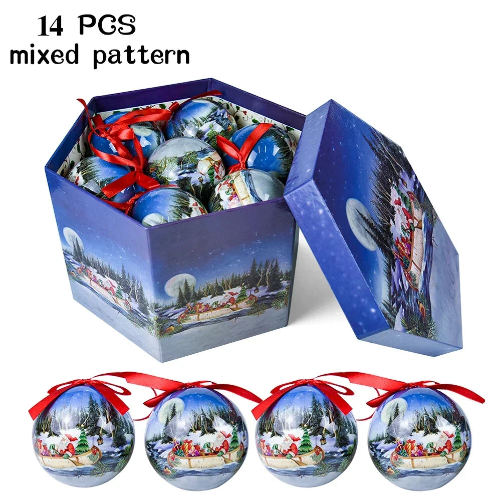 14 piezas de adornos para árbol de Navidad Bolas decorativas Bolas colgantes para fiestas Decoración para el hogar Regalo de Navidad Set Navidad Bola de discoteca Natal