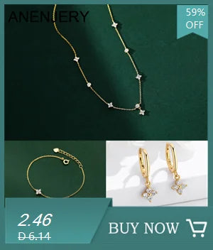 ANENJERY Pendientes de aro con colgante de flor de circón para mujer, aretes de joyería Huggies de moda simples