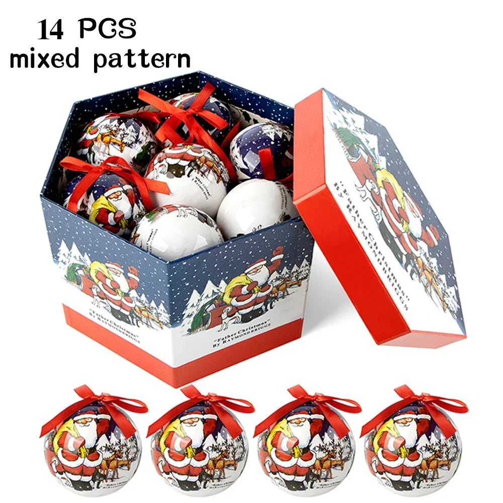 14 piezas de adornos para árbol de Navidad Bolas decorativas Bolas colgantes para fiestas Decoración para el hogar Regalo de Navidad Set Navidad Bola de discoteca Natal