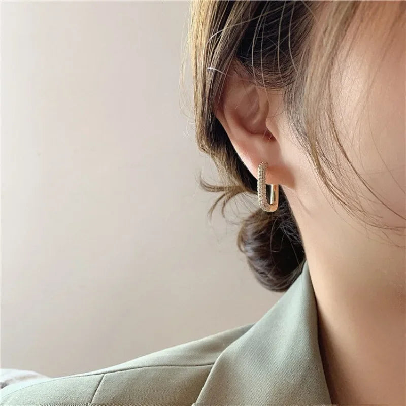 Pendientes de aro circulares cuadrados para Mujer, pendientes de lujo de acero inoxidable, joyería de boda, Aretes para Mujer