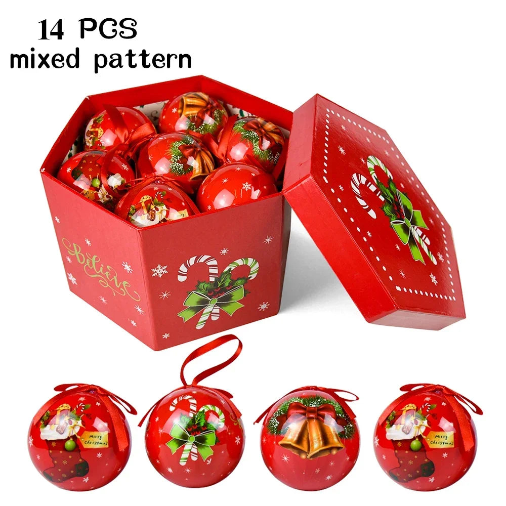 14 piezas de adornos para árbol de Navidad Bolas decorativas Bolas colgantes para fiestas Decoración para el hogar Regalo de Navidad Set Navidad Bola de discoteca Natal