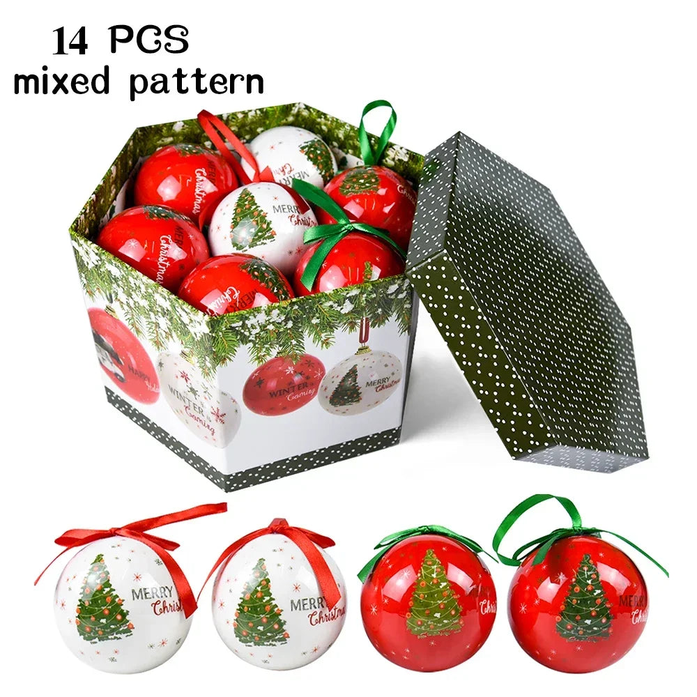 14 piezas de adornos para árbol de Navidad Bolas decorativas Bolas colgantes para fiestas Decoración para el hogar Regalo de Navidad Set Navidad Bola de discoteca Natal