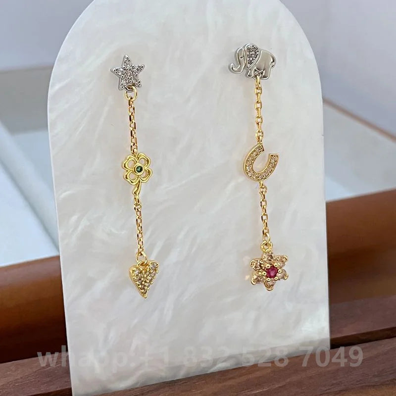 1:1 KS joyería pendientes de flores joyería mujer joyería de moda cumpleaños aretes para mujer
