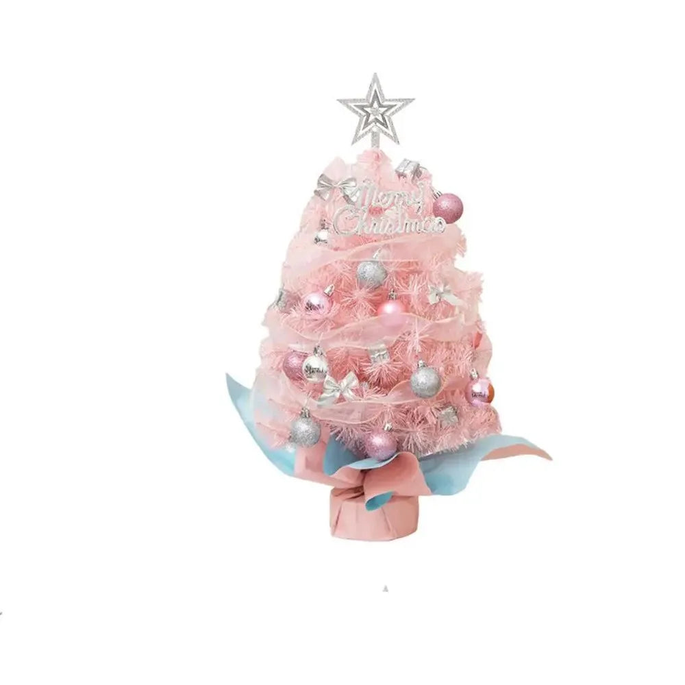 Decoración festiva Árbol de Navidad artificial mini con luces Adornos de colores para el escritorio con estrella Modelo de árbol de Navidad Navidad