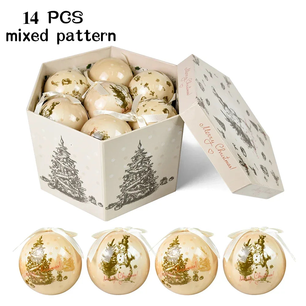 14 piezas de adornos para árbol de Navidad Bolas decorativas Bolas colgantes para fiestas Decoración para el hogar Regalo de Navidad Set Navidad Bola de discoteca Natal
