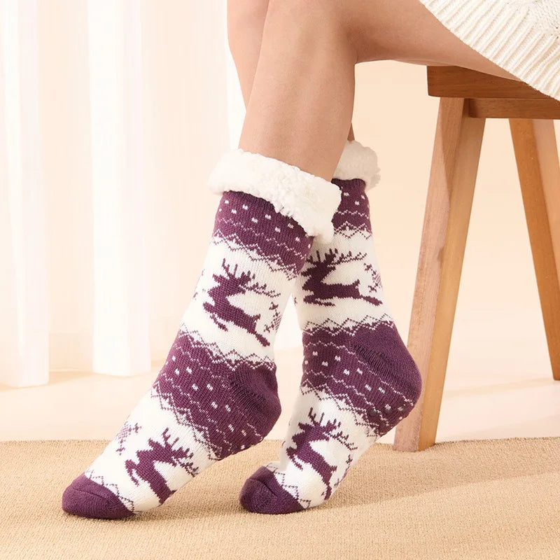 Calcetines navideños con renos Calcetines de lana para dormir en invierno Feliz Navidad Regalo Feliz Año Nuevo 2026