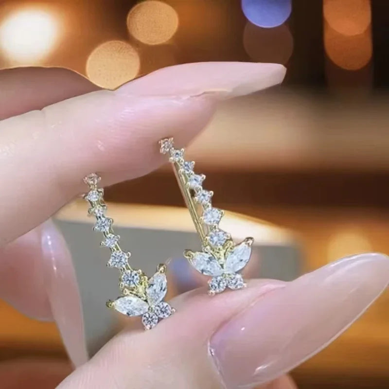 Aretes exquisita moda diseño único elegante delicado mariposa flor pendientes señoras joyería para personas mayores regalo de fiesta de cumpleaños 이