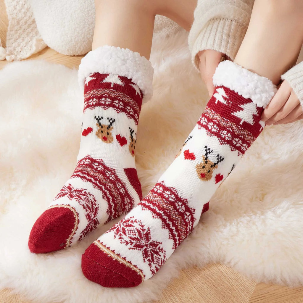 Calcetines navideños con renos Calcetines de lana para dormir en invierno Feliz Navidad Regalo Feliz Año Nuevo 2026