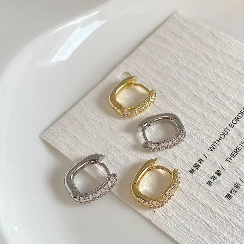 Pendientes de aro circulares cuadrados para Mujer, pendientes de lujo de acero inoxidable, joyería de boda, Aretes para Mujer