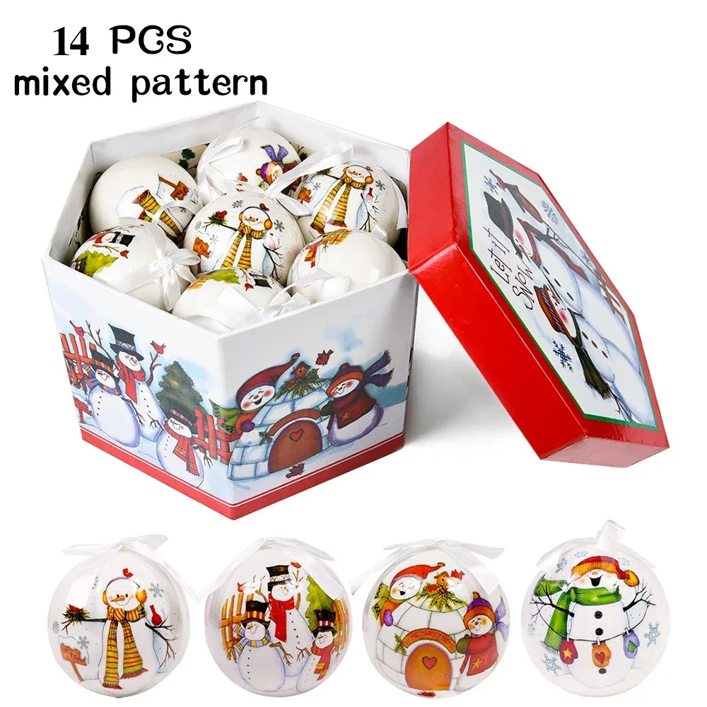 14 piezas de adornos para árbol de Navidad Bolas decorativas Bolas colgantes para fiestas Decoración para el hogar Regalo de Navidad Set Navidad Bola de discoteca Natal