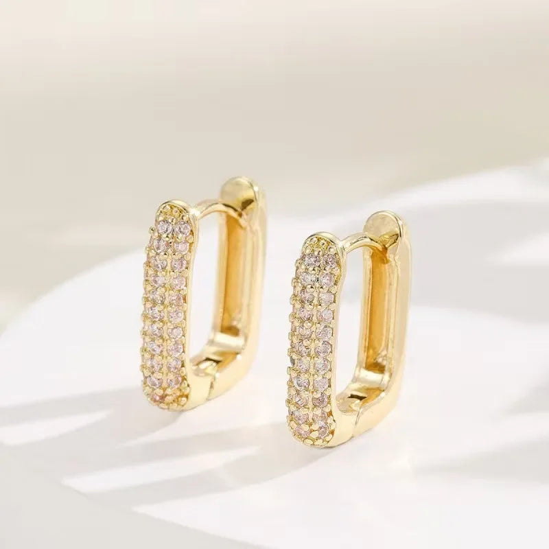 Pendientes de aro circulares cuadrados para Mujer, pendientes de lujo de acero inoxidable, joyería de boda, Aretes para Mujer