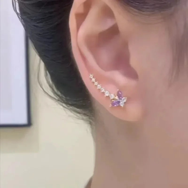 Aretes exquisita moda diseño único elegante delicado mariposa flor pendientes señoras joyería para personas mayores regalo de fiesta de cumpleaños 이