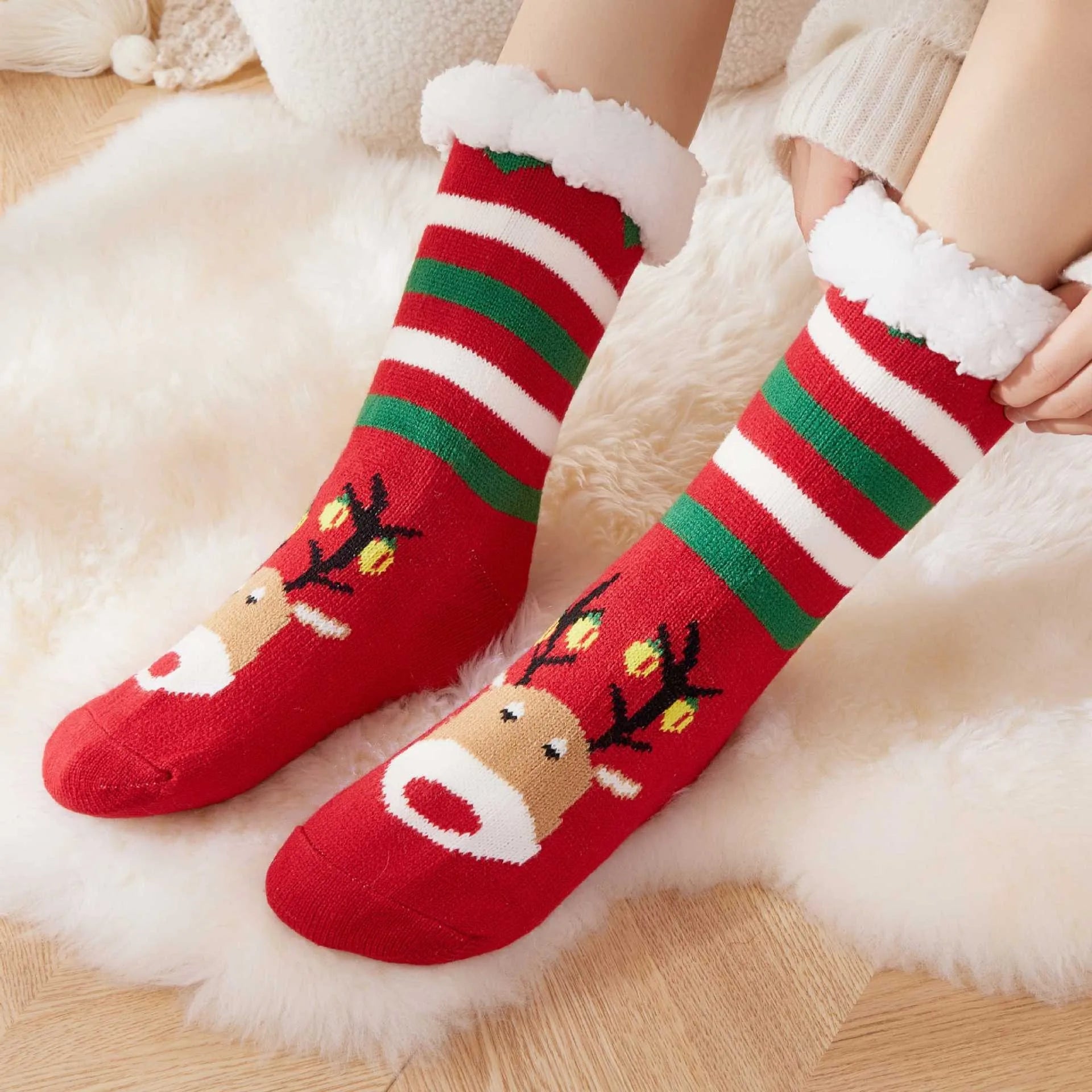 Calcetines navideños con renos Calcetines de lana para dormir en invierno Feliz Navidad Regalo Feliz Año Nuevo 2026