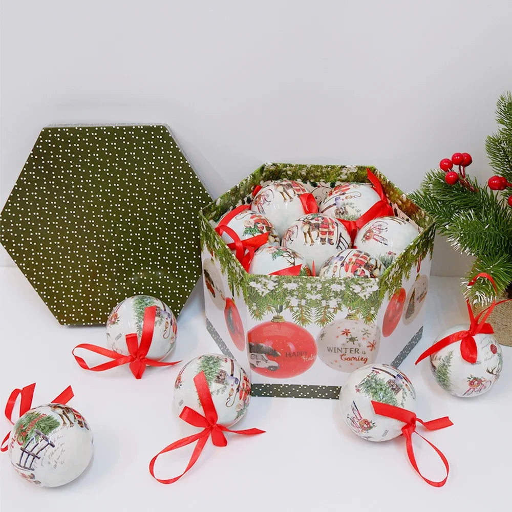 14 piezas de adornos para árbol de Navidad Bolas decorativas Bolas colgantes para fiestas Decoración para el hogar Regalo de Navidad Set Navidad Bola de discoteca Natal