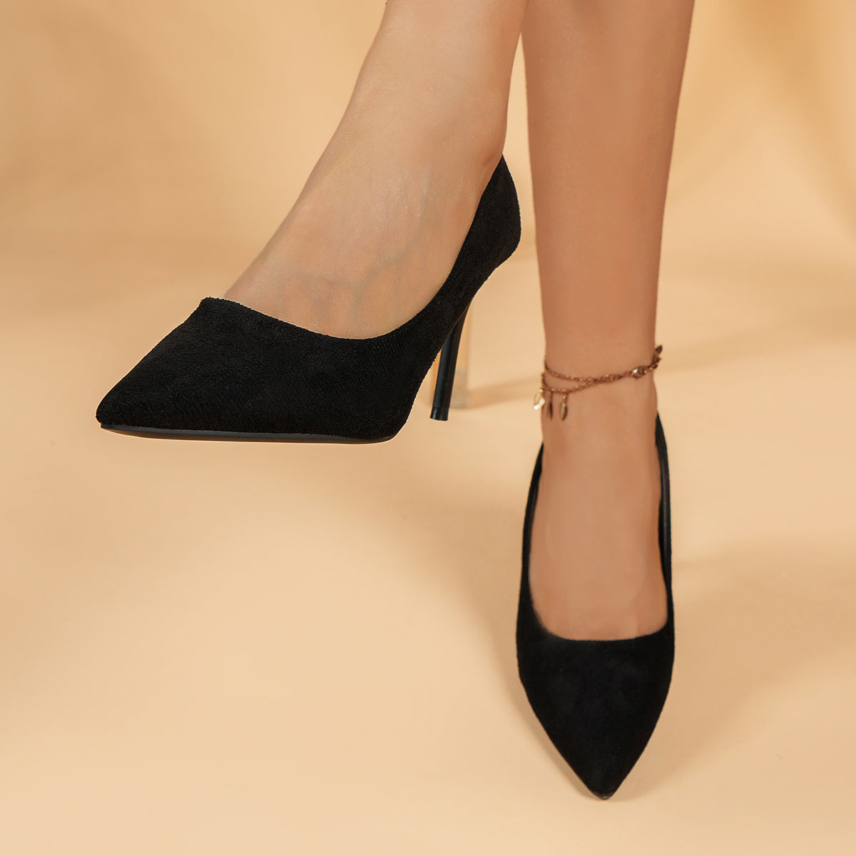 Zapatos de tacón alto con punta afilada para mujer, zapatos de salón negros y sensuales con tacón de aguja, tacones versátiles para vestir.
