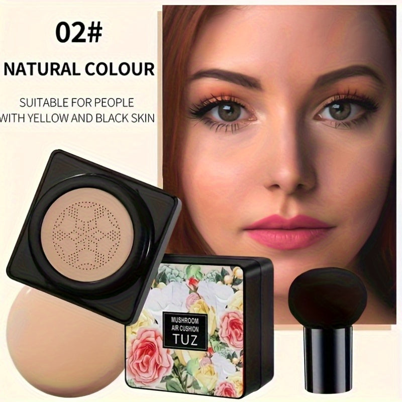 2 unidades de base de maquillaje con almohadilla de aire con cabezal en forma de hongo, crema, crema CC impecable, ligera, cobertura total, corrector hidratante de larga duración, base de maquillaje, maquillaje nude natural.