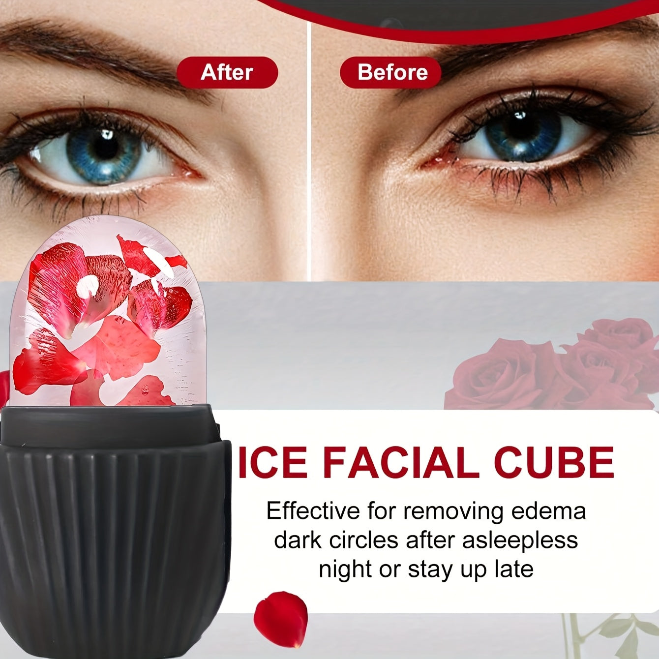 Juego de 3 piezas de herramientas de masaje facial | Incluye masajeador de rodillos, paleta, tabla de raspado corporal y para la espalda. Nueva bolsa de hielo facial de silicona con rejilla para rodillos de color beige claro.