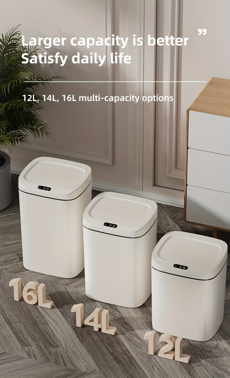 [Smart | Odor-Proof] Quiet Close & Odor-Proof Smart Trash Can | Multiple Capacity Options (3.17gal/3.7gal/4.23gal) & Battery Operated (AA) | Ideal for Kitchen, Bathroom, Living Room, Office - No Batteries Included
